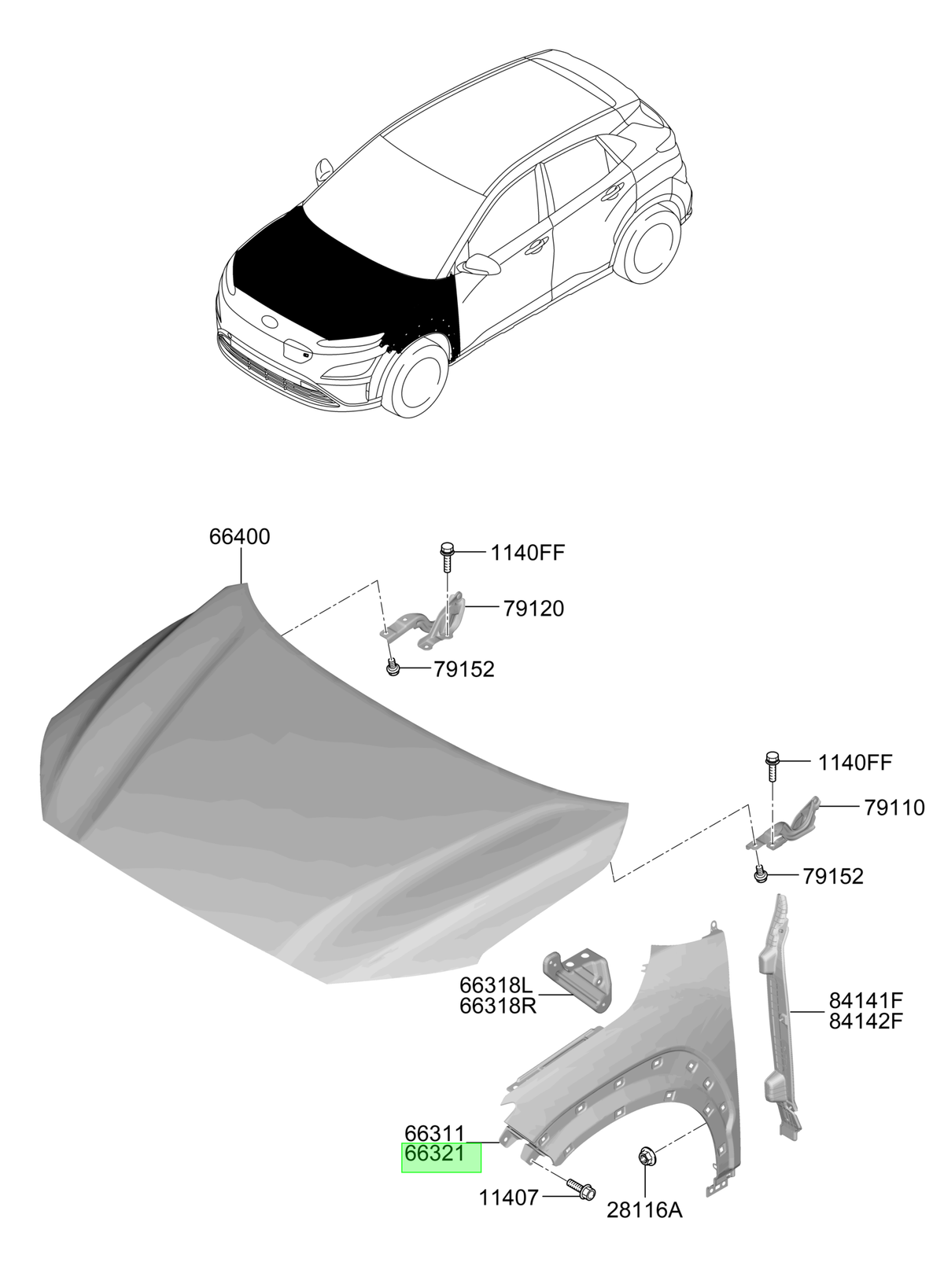 Tapabarro Der. Rh Original Para Hyundai Kona 2018-2024
