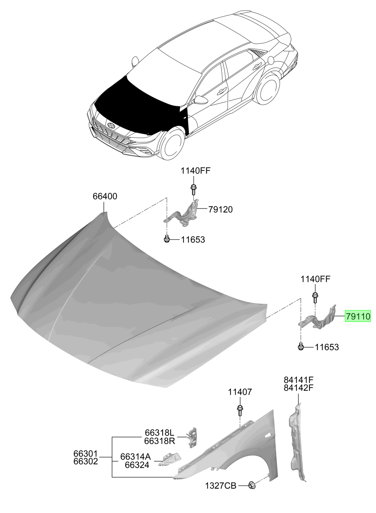 Bisagra Capot Izq. Lh Orig. Para Hyundai Elantra 2020-2025