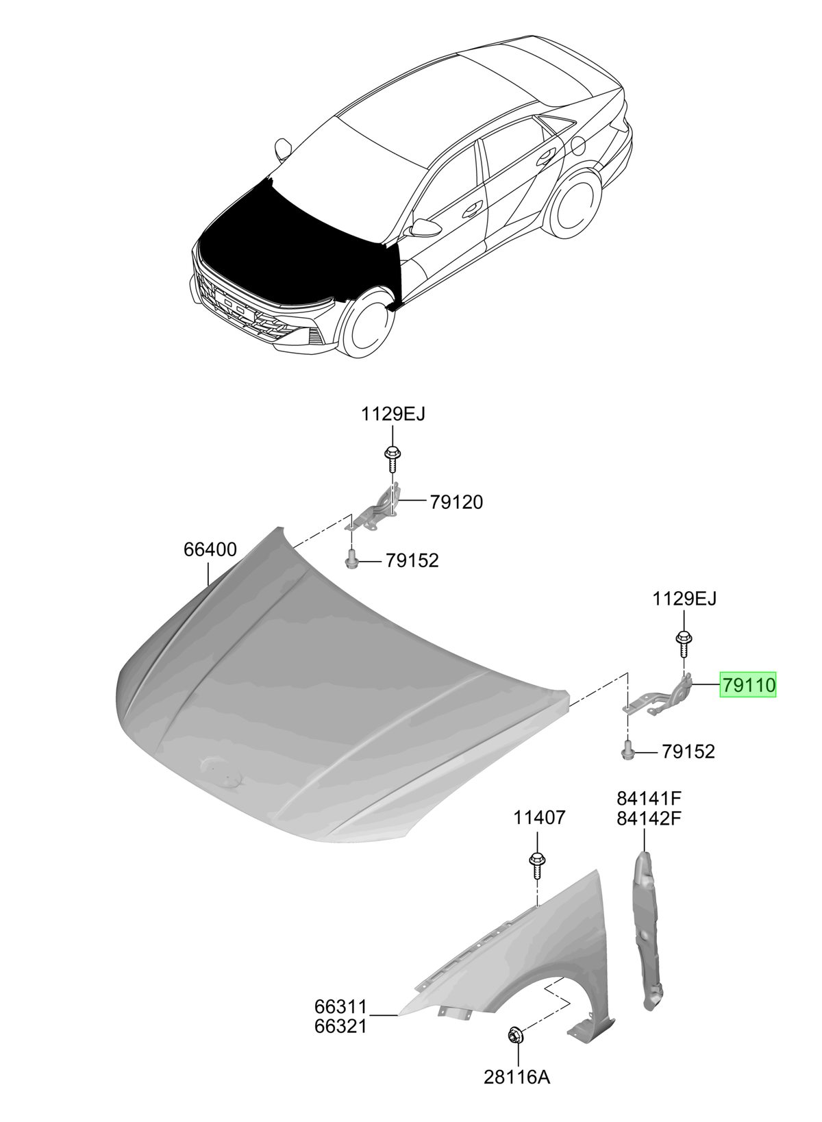 Bisagra Capot Izq. Lh Original Para Hyundai Accent 2023-2025