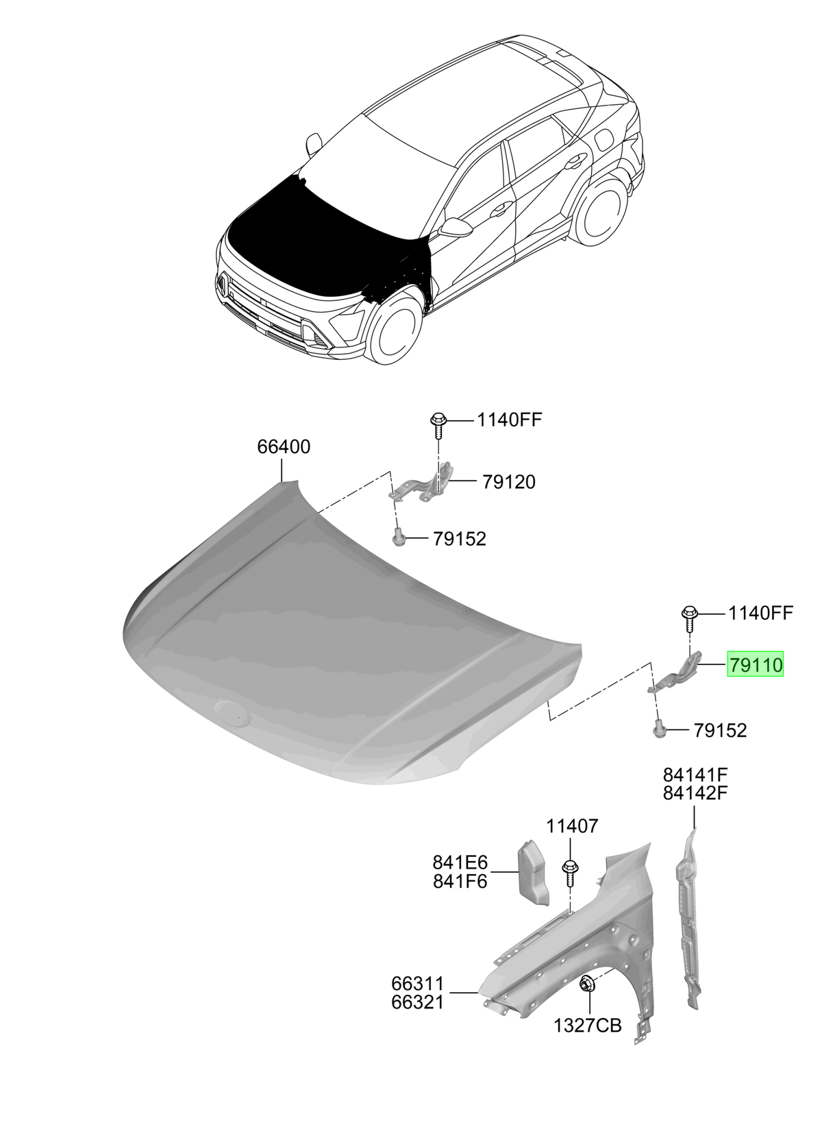 Bisagra Capot Izq. Lh Original Para Hyundai Kona 2023-2025