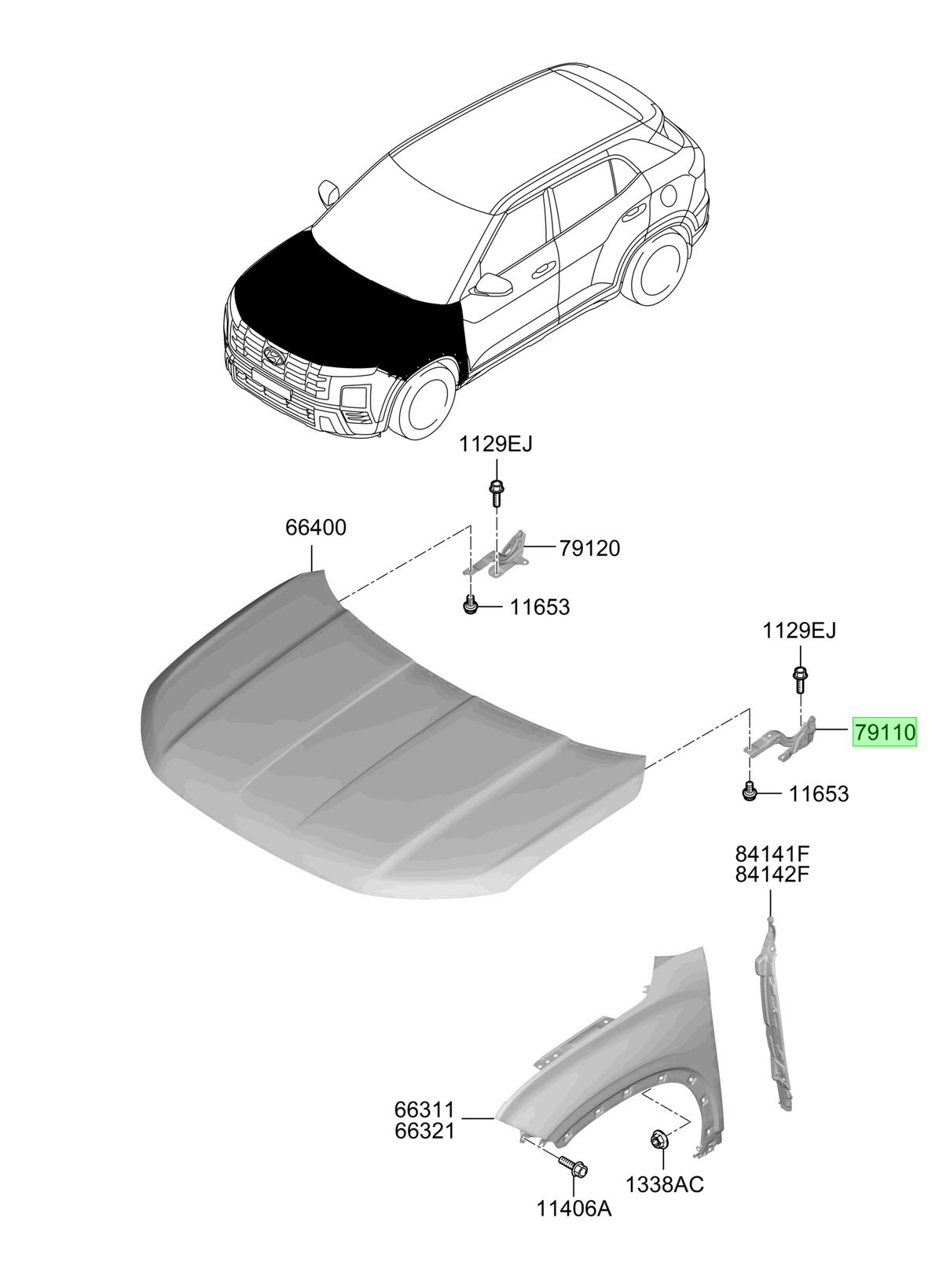 Bisagra Capot Izq. Lh Original Para Hyundai Creta 2021-2025