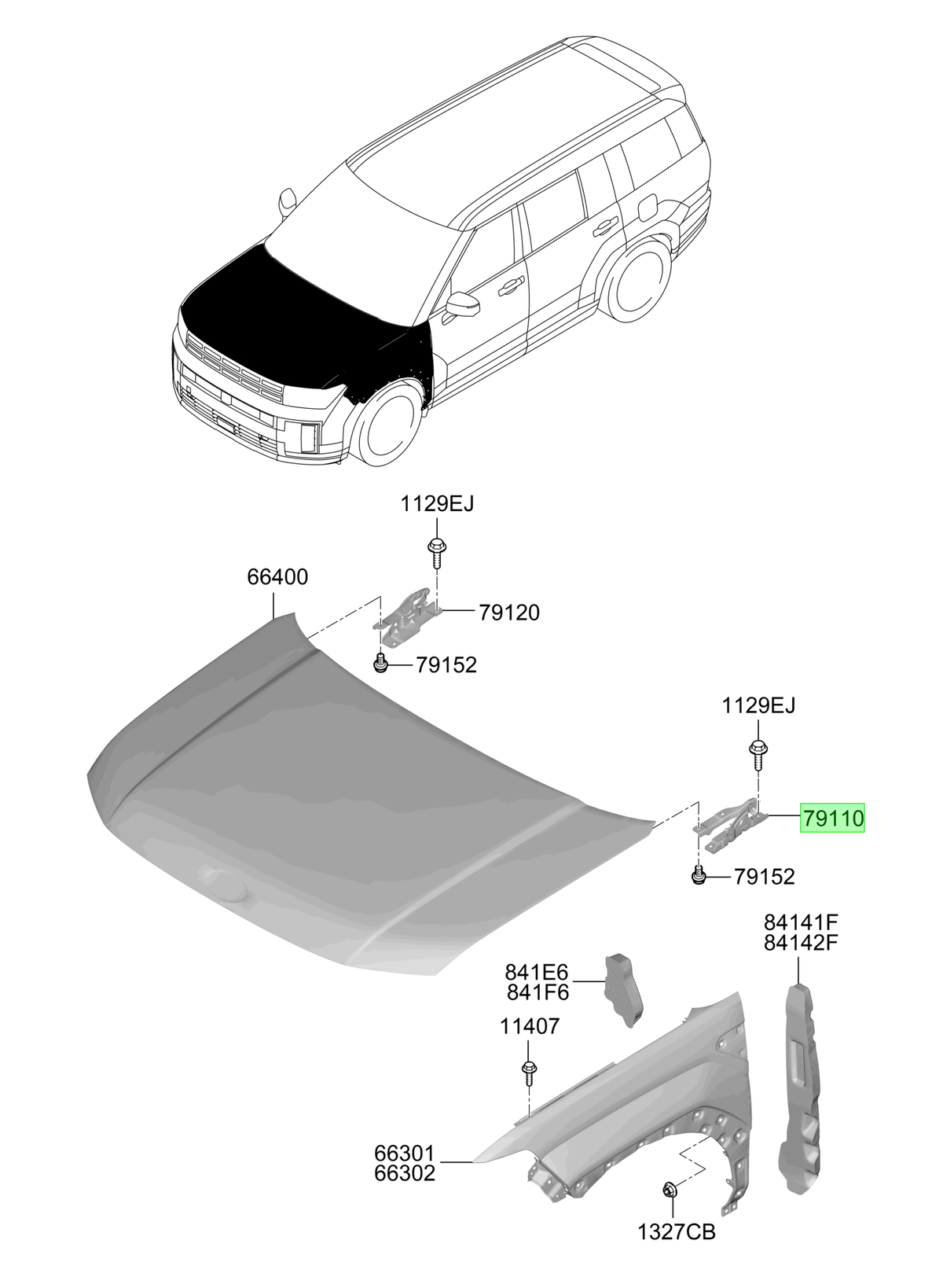 Bisagra Capot Izq. Lh Orig. Para Hyundai Santa Fe 2023-2025