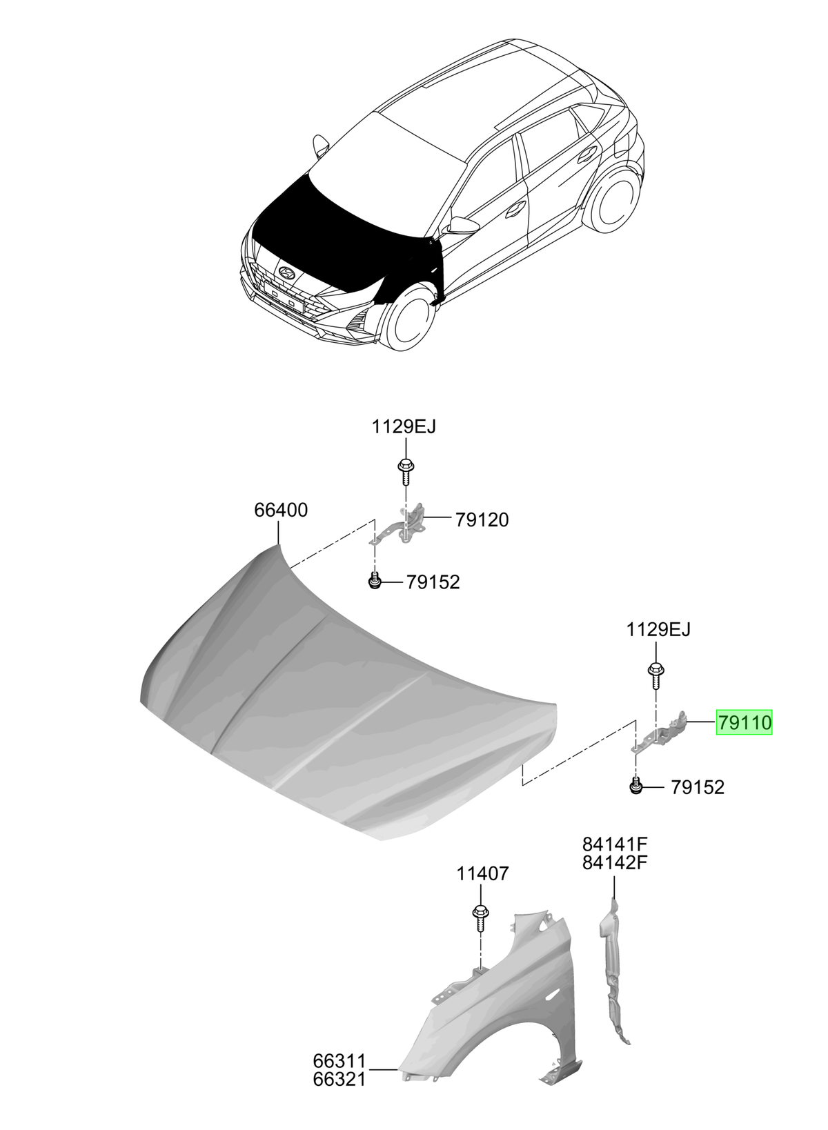 Bisagra Capot Izq. Lh Original Para Hyundai I20 2020-2025