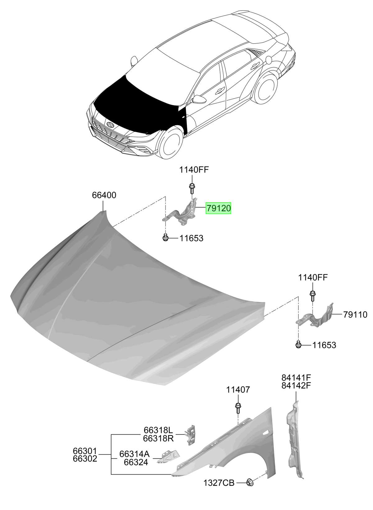 Bisagra Capot Der. Rh Orig. Para Hyundai Elantra 2020-2025