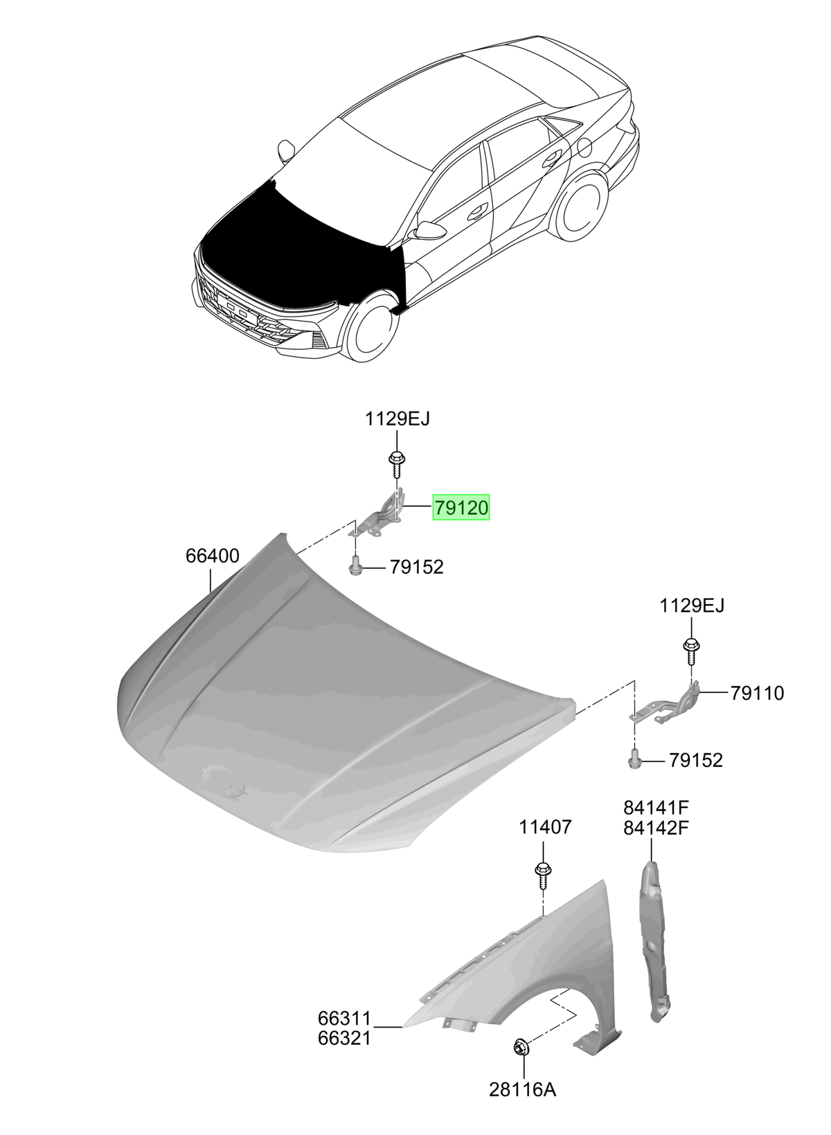 Bisagra Capot Der. Rh Original Para Hyundai Accent 2023-2025