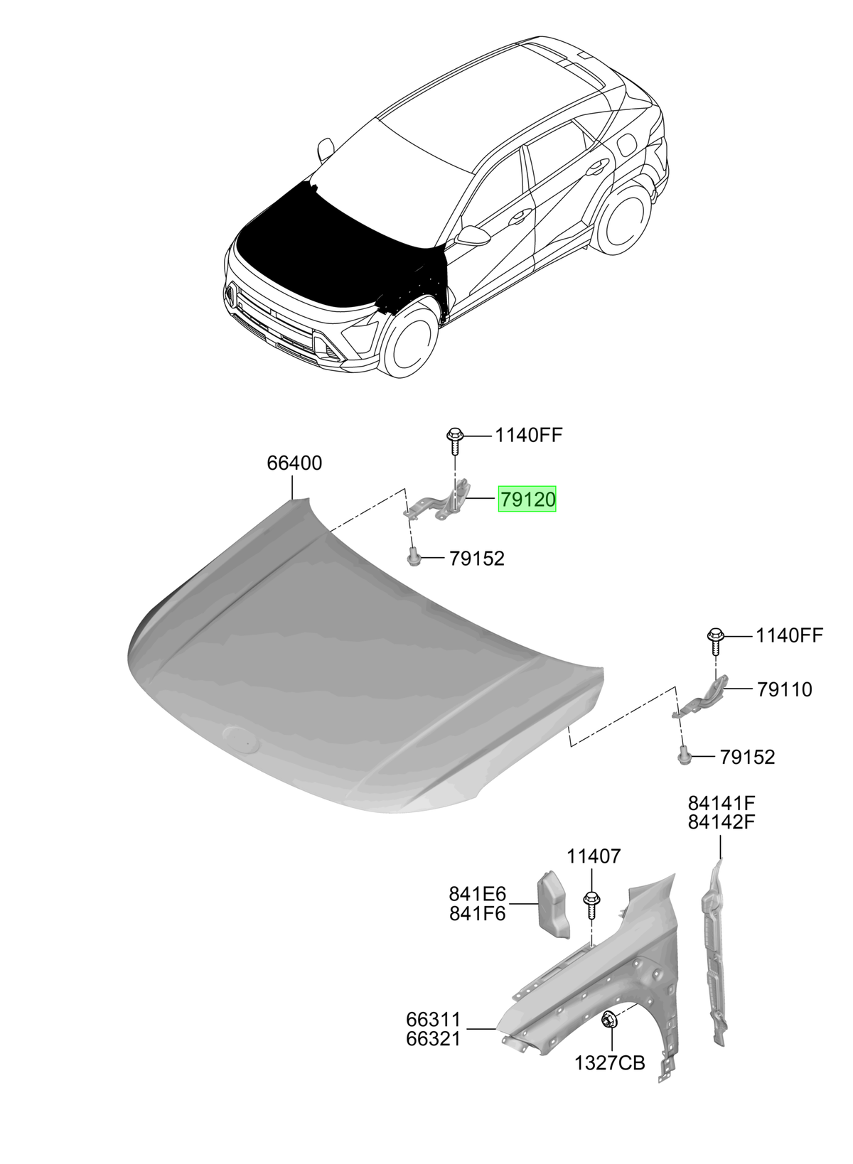 Bisagra Capot Der. Rh Original Para Hyundai Kona 2023-2025