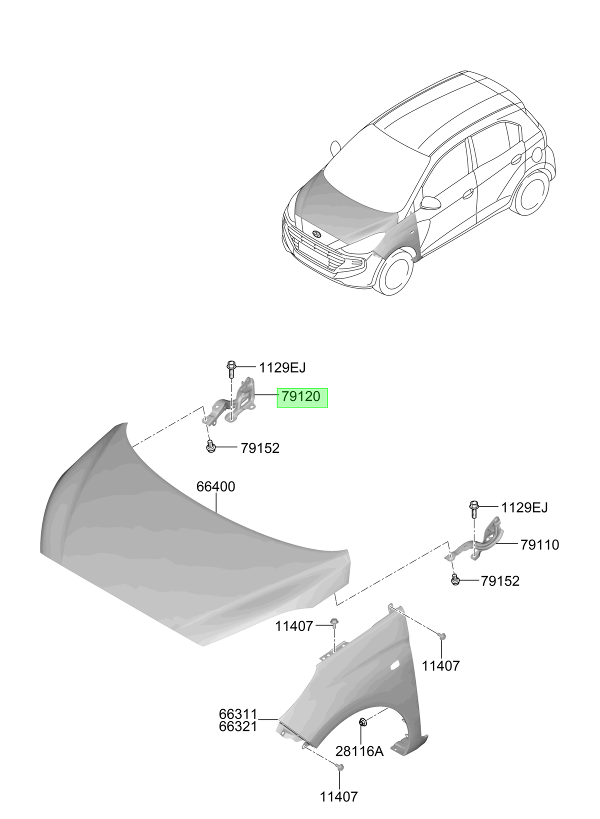 Bisagra Capot Der Orig.para Hyundai Atos 2020