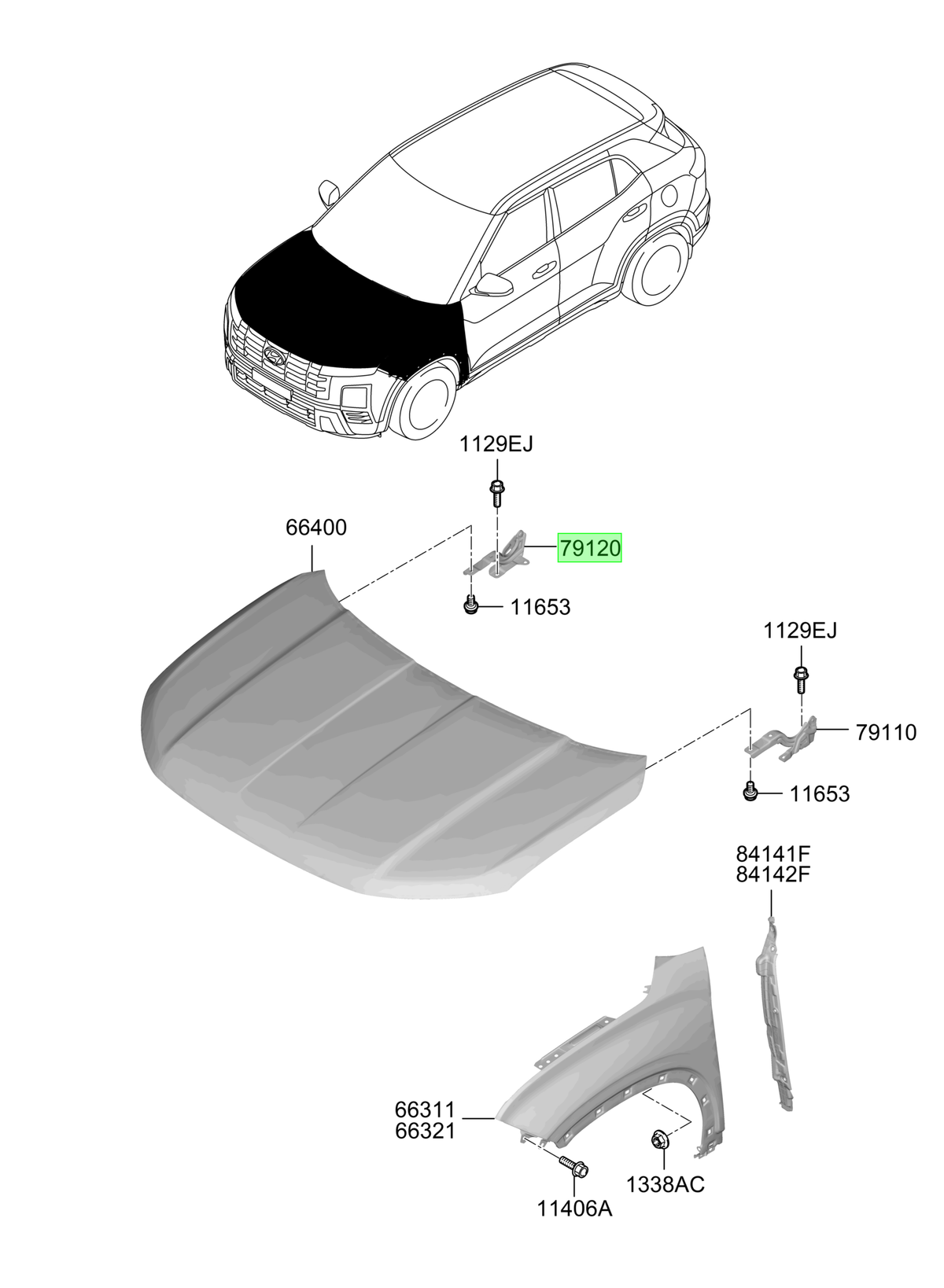 Bisagra Capot Der. Rh Original Para Hyundai Creta 2021-2025