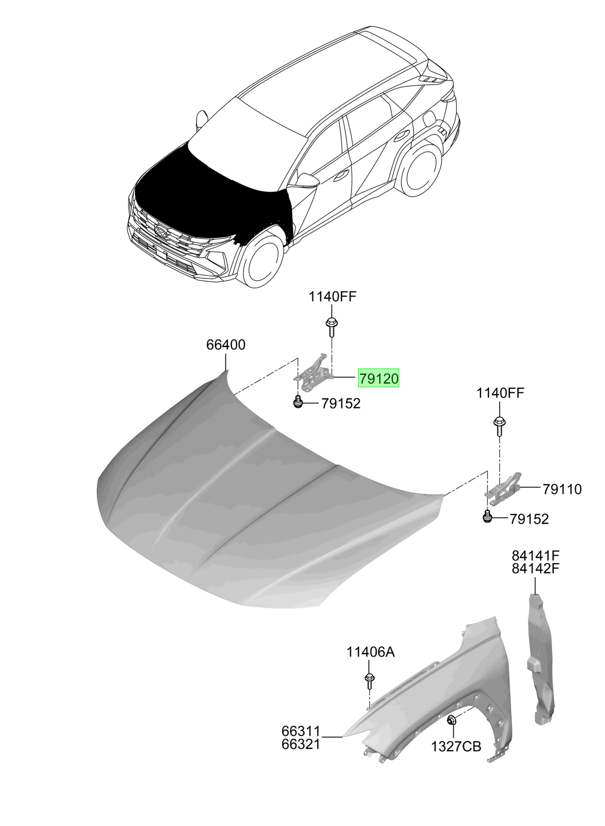Bisagra Capot Der. Rh Original Para Hyundai Tucson 2024-2025