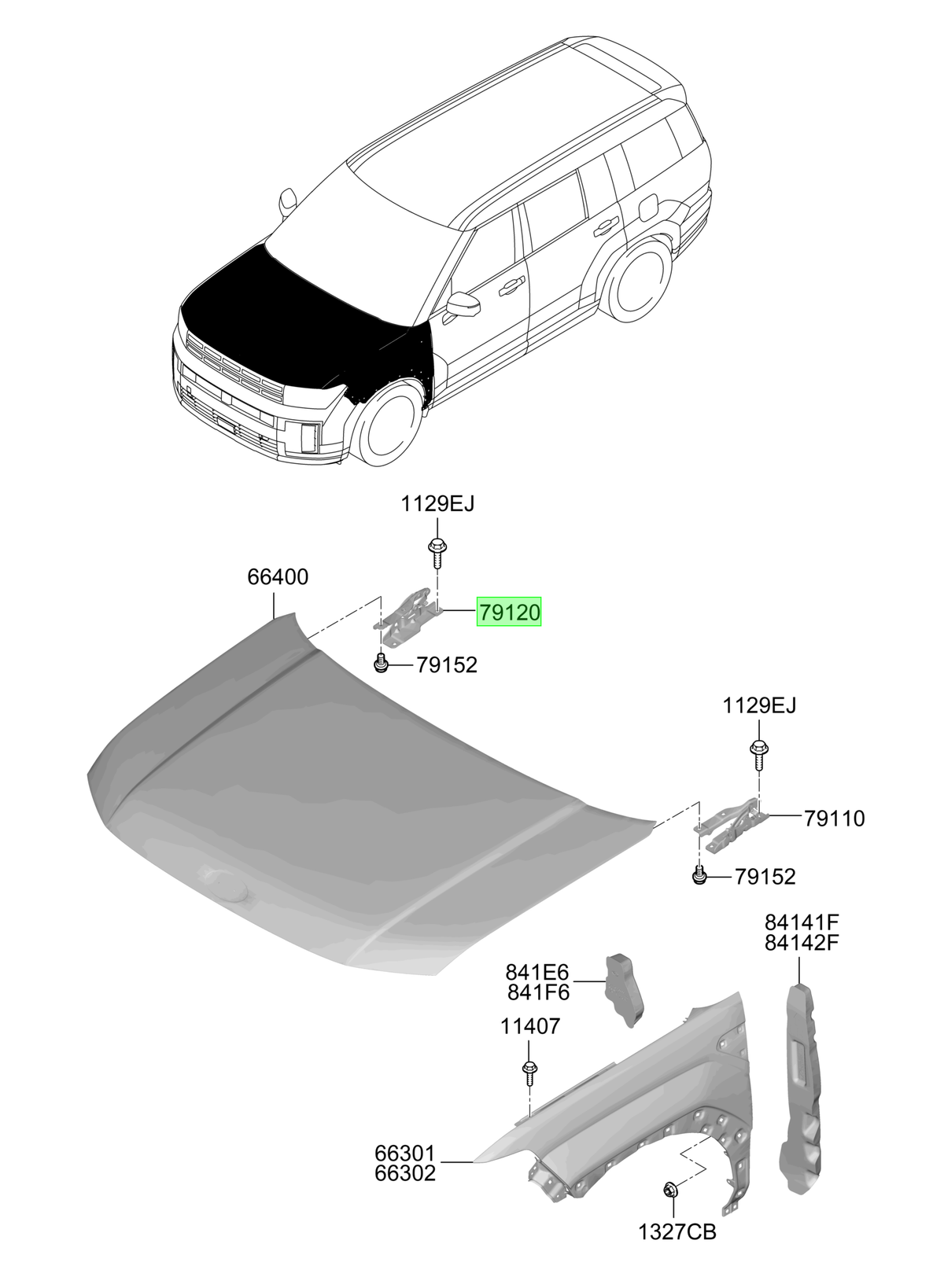 Bisagra Capot Der. Rh Orig. Para Hyundai Santa Fe 2023-2025