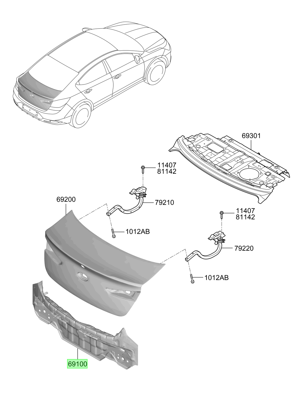 Panel Trasero Original Para Hyundai Elantra 2018-2025