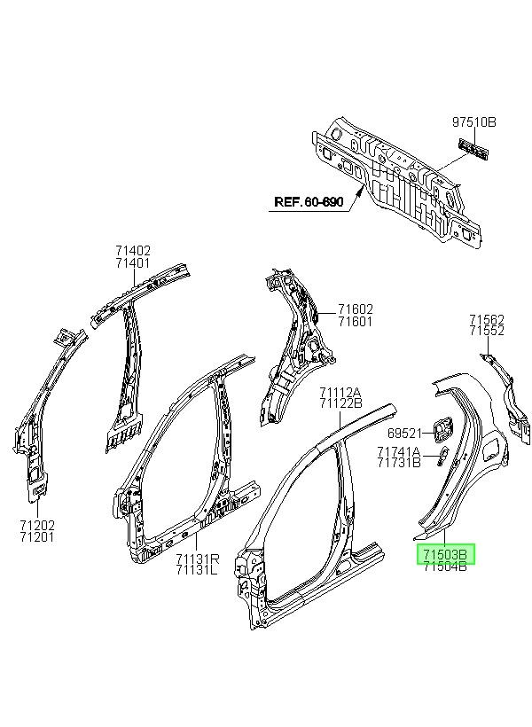 Costado Tras. Tras. Lh Orig. Para Hyundai I10 2010-2015