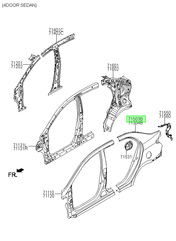 Costado Tras. Lh Orig. Para Hyundai Grand I10 Desde 2014