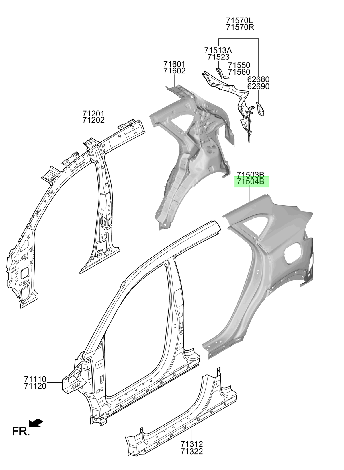 Costado Rh Tras. Orig. Para Hyundai Tucson Desde 2015