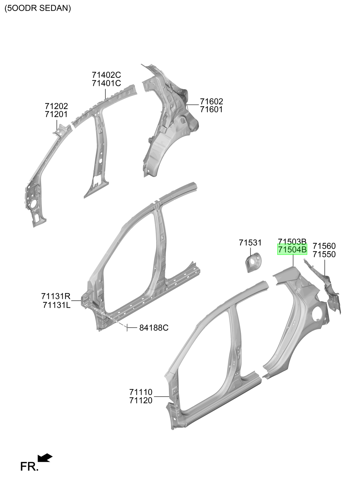 Panel Costado Tras. Izq. Lh Orig. Para Hyundai I10 2019-2025
