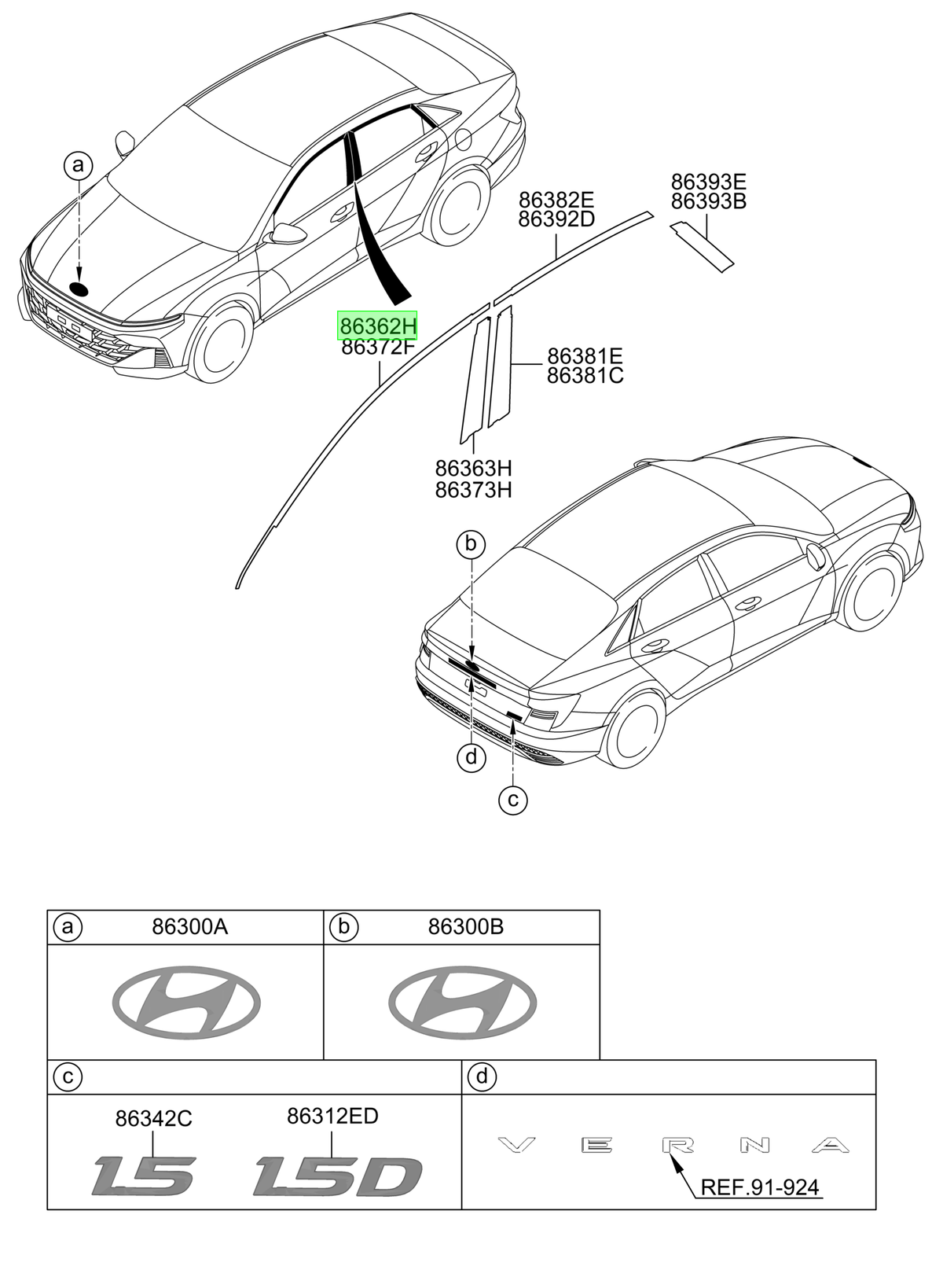 Blackout Sup. Pta. Del. Izq. Lh Original Para Hyundai Accent