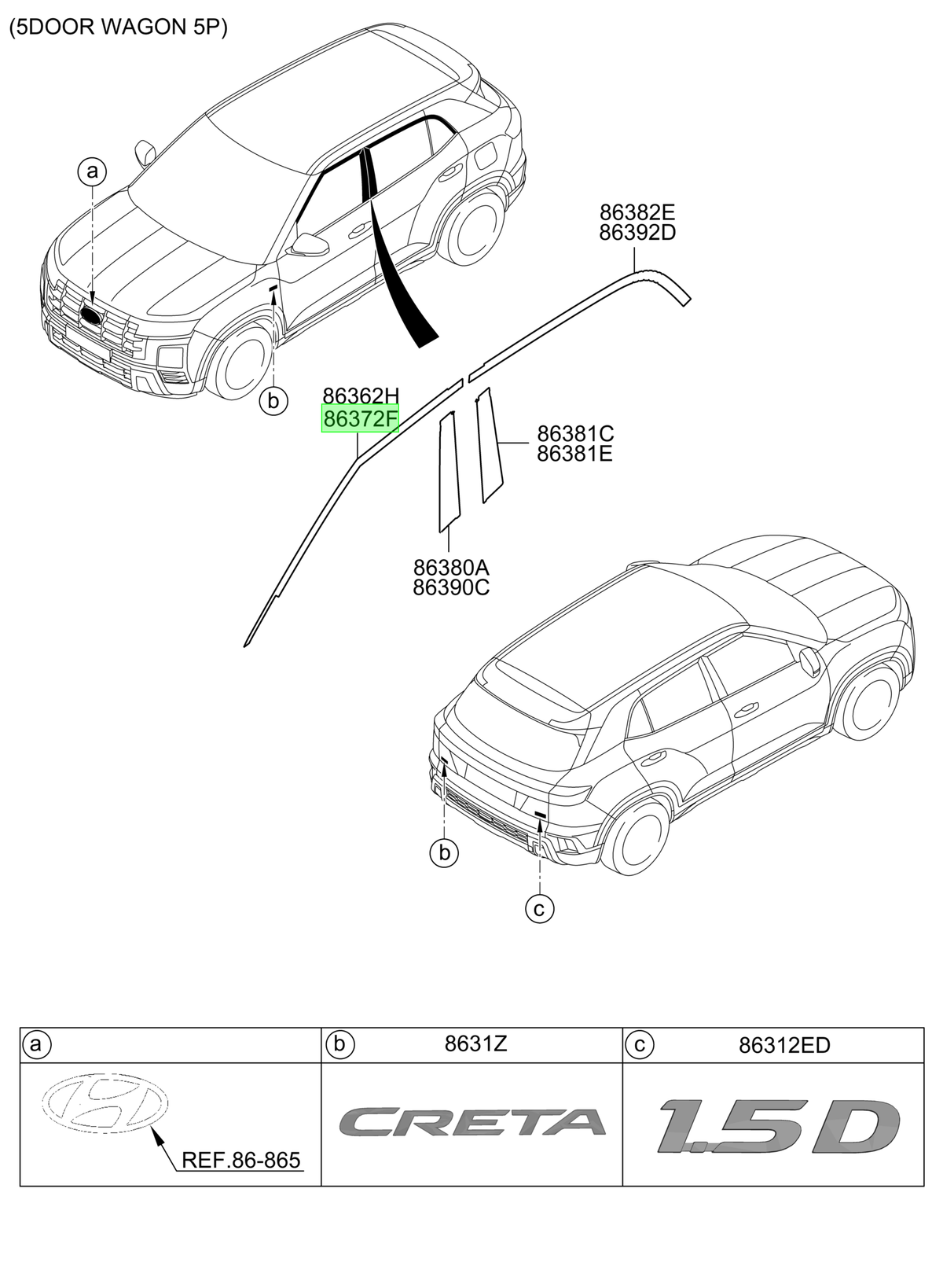 Autoadhesivo Marco Del. Der. Rh Original Para Hyundai Creta