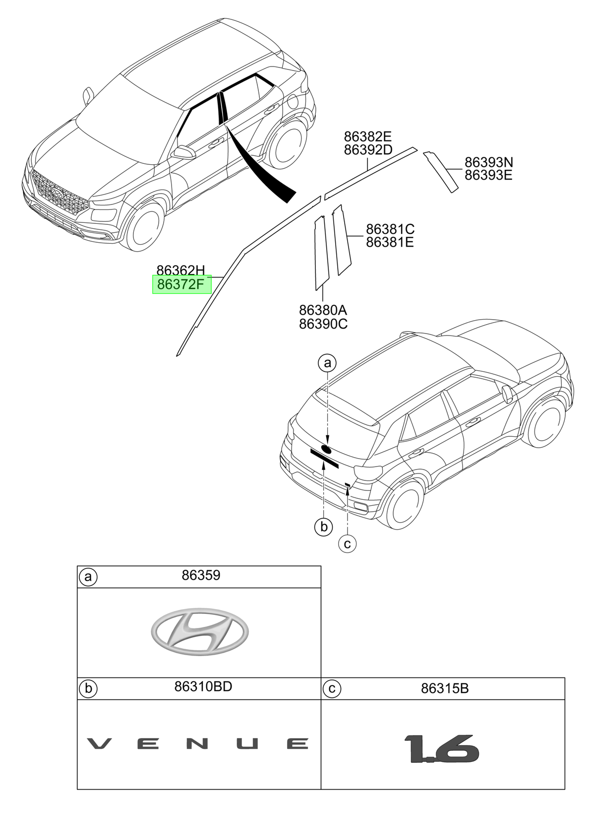 Autoadhesivo Marco Del. Der. Rh Original Para Hyundai Venue