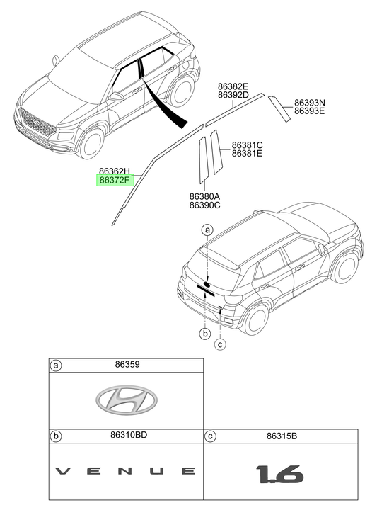 Autoadhesivo Marco Del. Der. Rh Original Para Hyundai Venue