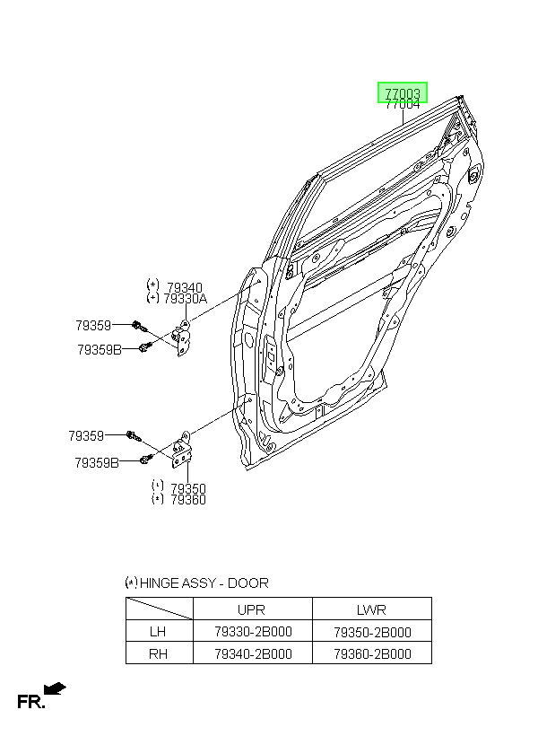 Puerta Tras. Izq. Lh Orig. Para Hyundai Santa Fe 2012-2019