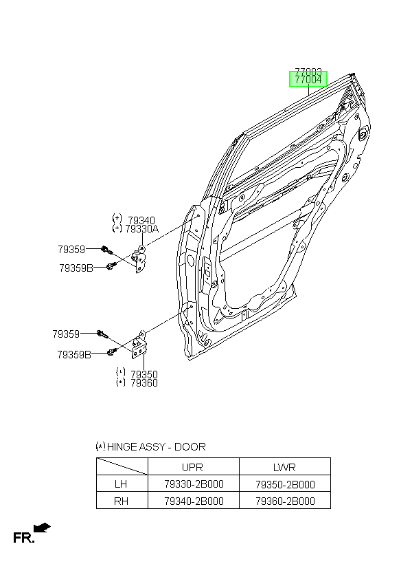 Puerta Tras. Der. Original Para Hyundai Santa Fe 2012-2019