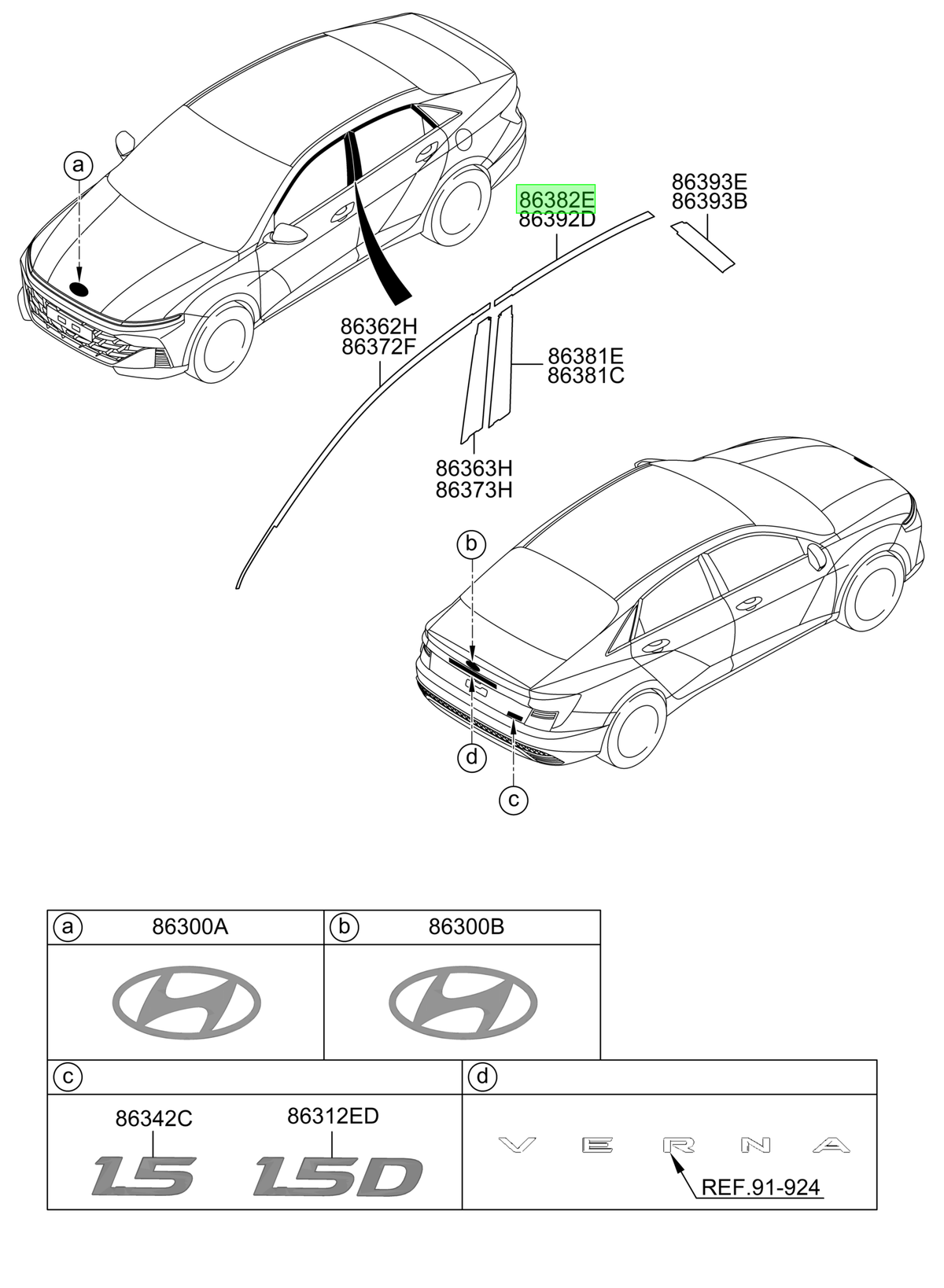 Blackout Sup. Pta. Tras. Izq. Lh Original Para Hyundai Accen