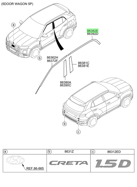 Autoadhesivo Marco Tras. Izq. Lh Original Para Hyundai Creta