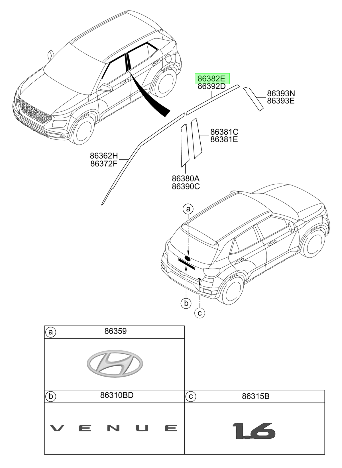Autoadhesivo Marco Tras. Izq. Lh Original Para Hyundai Venue