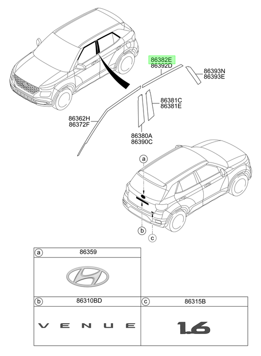 Autoadhesivo Marco Tras. Izq. Lh Original Para Hyundai Venue