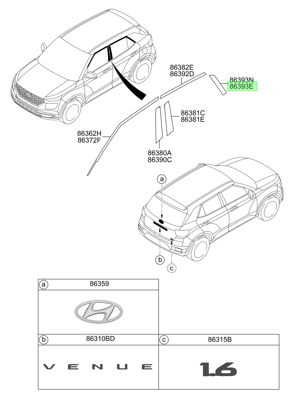 Autoadhesivo Marco Original Para Hyundai Venue 2019-2025