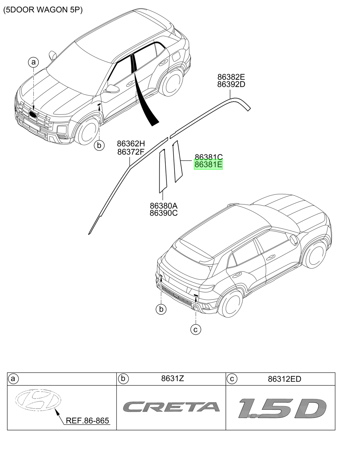Adhesivo Marco Pta Tras.der.ori.para Hyundai Creta 2020-2025