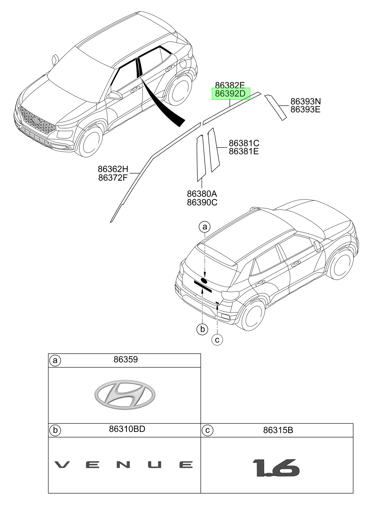 Autoadhesivo Marco Tras. Der. Rh Original Para Hyundai Venue