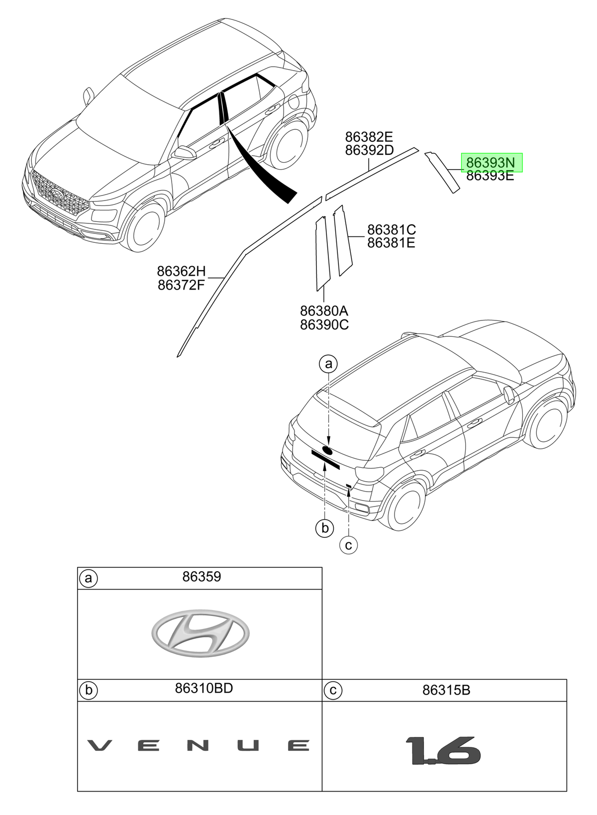 Autoadhesivo Marco Tras. Der. Original Para Hyundai Venue