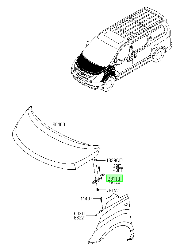 Bisagra Capot Lh Orig. Para Hyundai H1 2008-2018