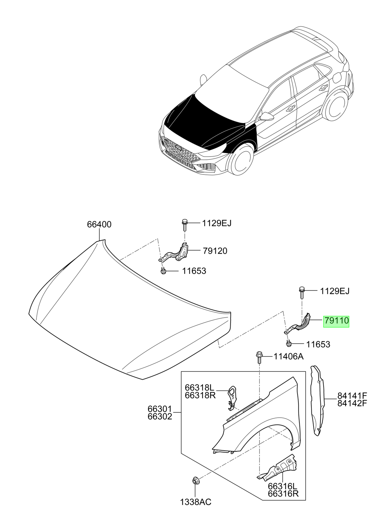 Bisagra De Capot Lh Orig. Para Hyundai I30 Desde 2018