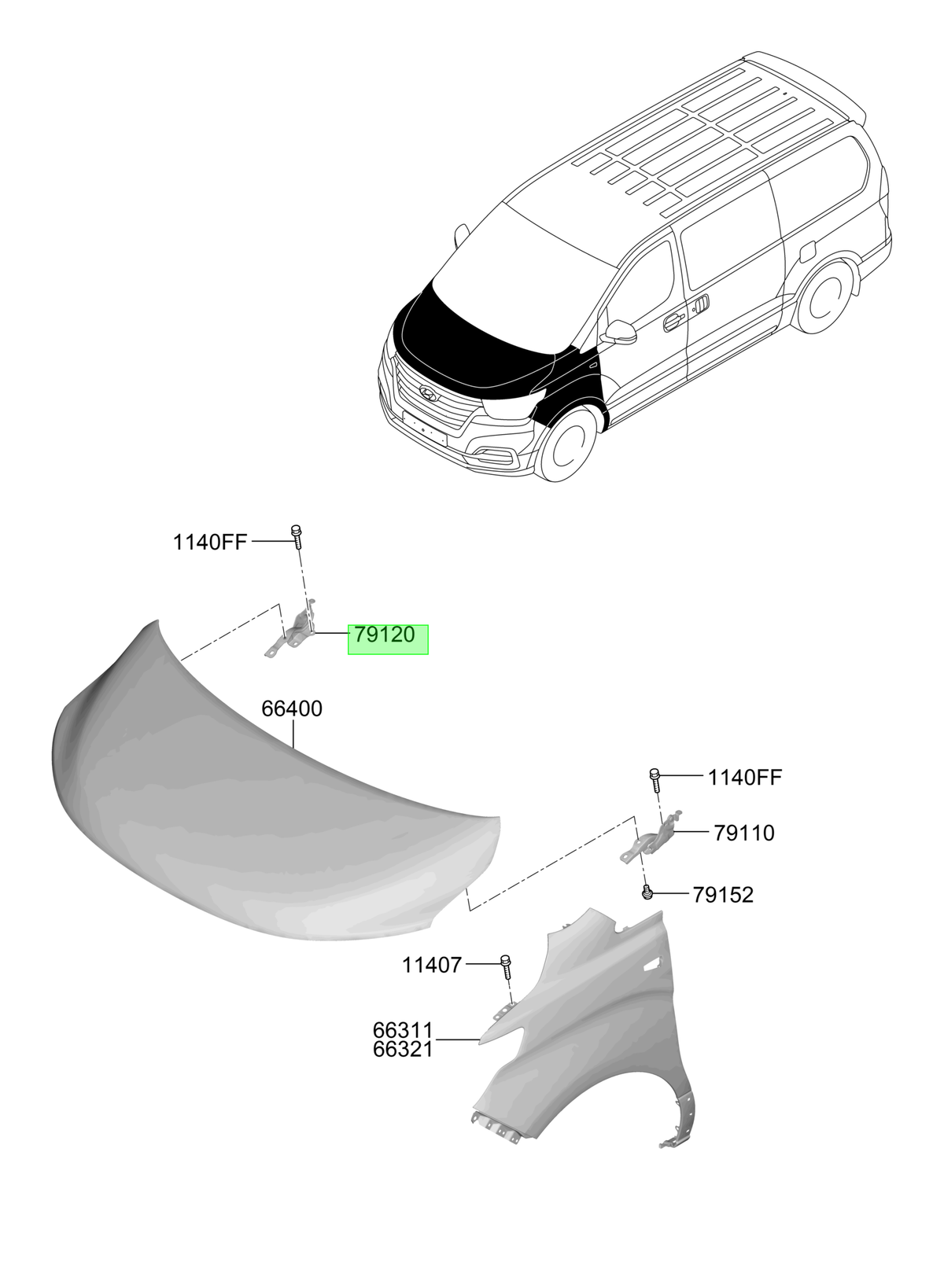 Bisagra Capot Rh Orig.para Hyundai H1 2007 2020
