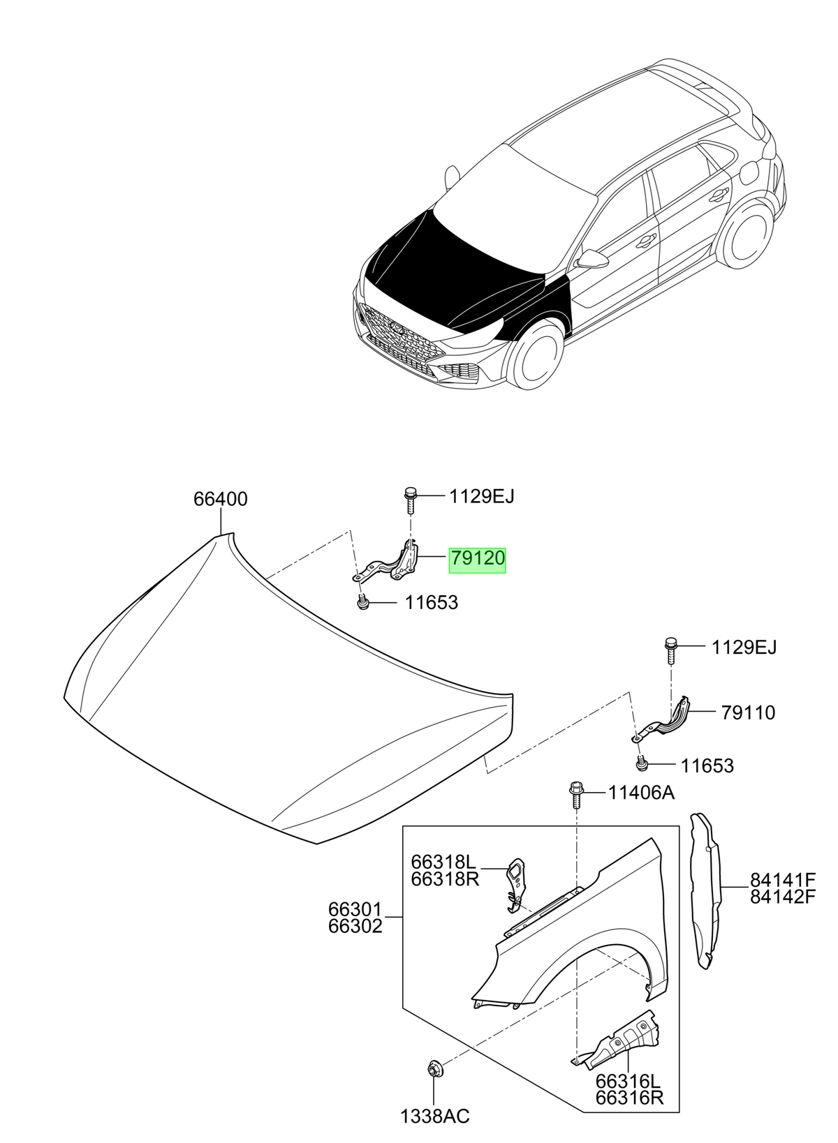 Bisagra De Capot Rh Orig. Para Hyundai I30 Desde 2017