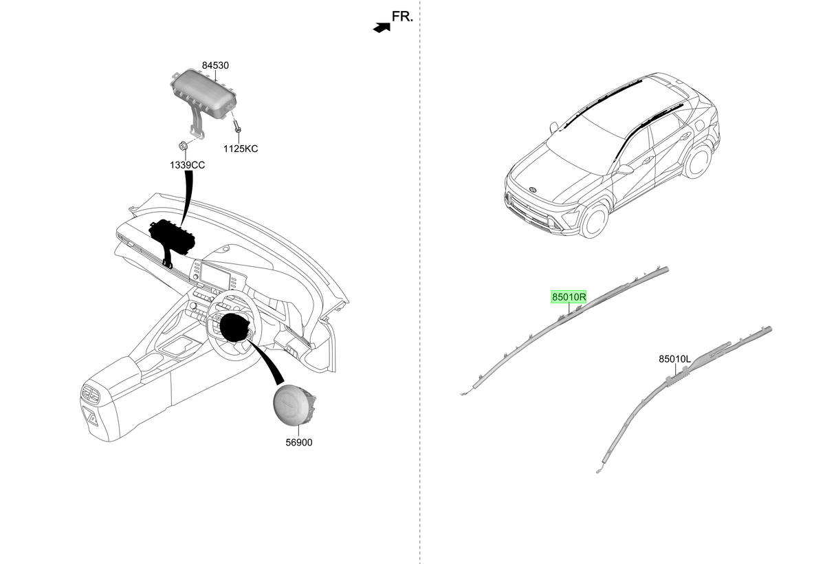 Airbag Cortina Der. Rh Original Para Hyundai Kona 2023-2025