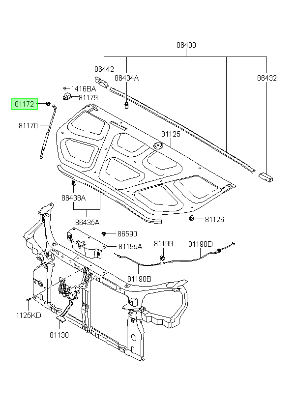 Goma Varilla De Capot Tucson Orig. Para Hyundai 2005-2010