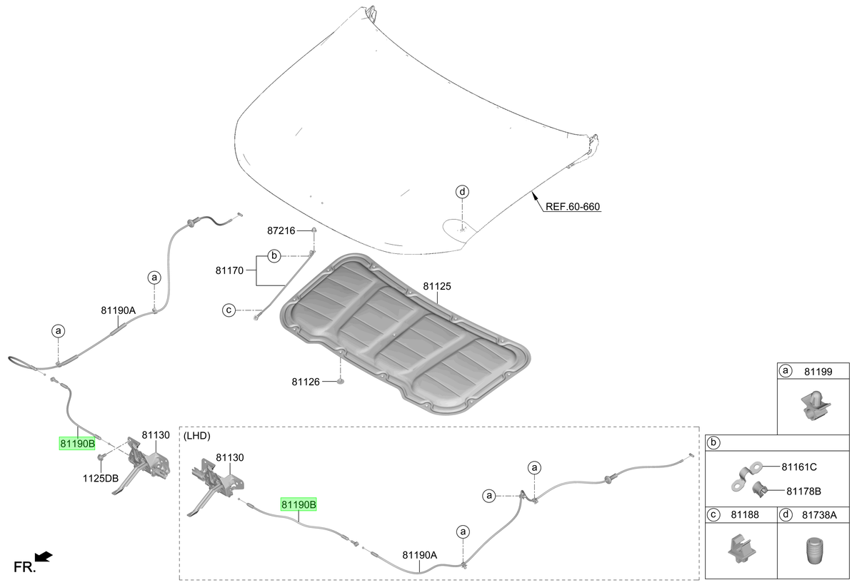 Piola Capot Original Para Hyundai Accent 2023-2025