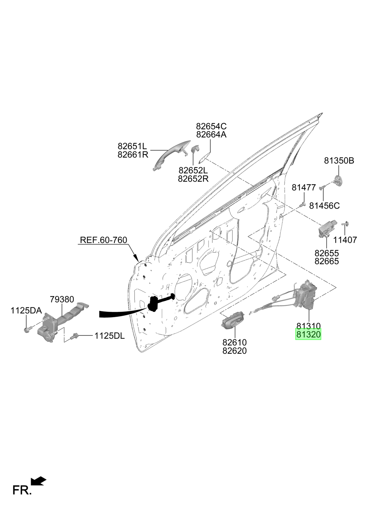 Chapa Pta. Del. Der. Rh Original Para Hyundai I20 2020-2025