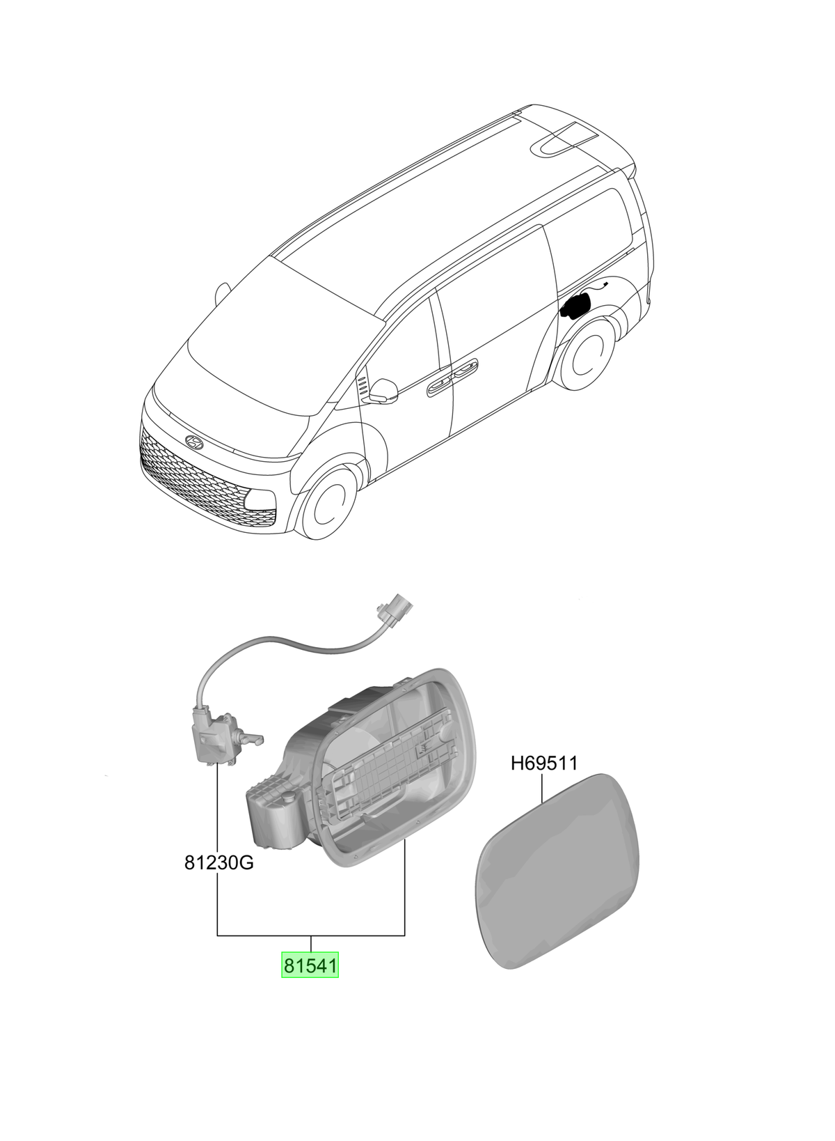 Tapa Combustible Original Para Hyundai Staria 2021-2025