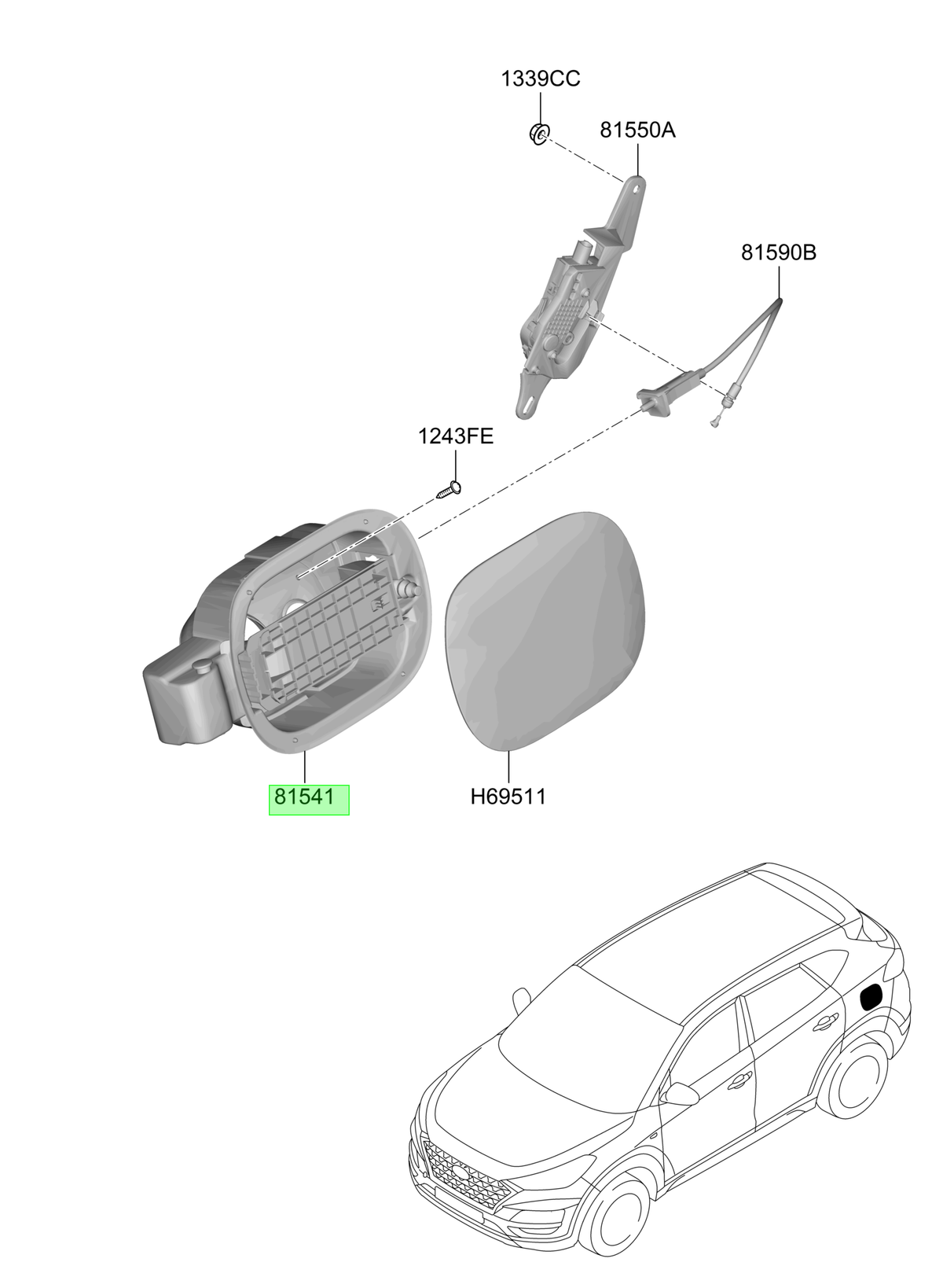 Base Tapa Gasolina Original Para Hyundai Tucson 2018-2025
