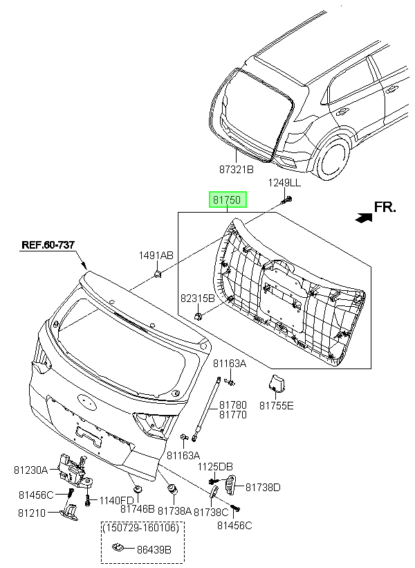 Tapiz De Portalon Orig. Para Hyundai Creta Desde 2016