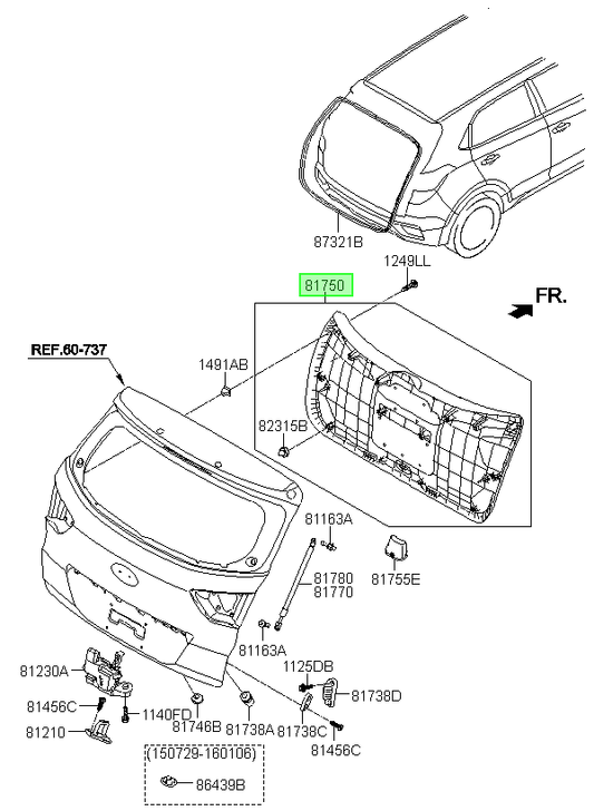 Tapiz De Portalon Orig. Para Hyundai Creta Desde 2016