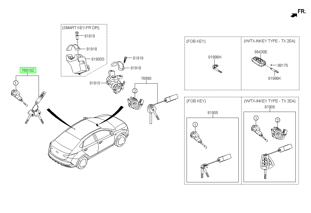 Cilindro Pta. Del. Izq. Orig. Para Hyundai Accent 2017-2024