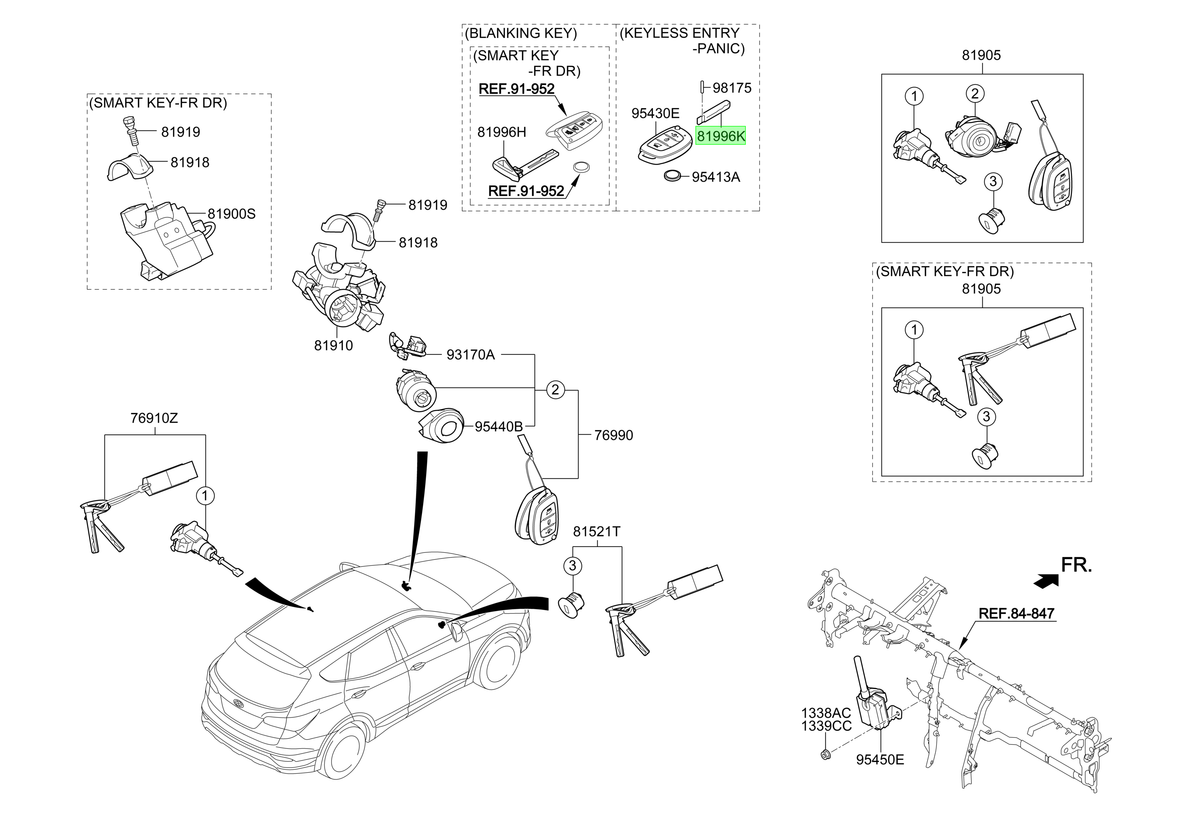 Llave Insercion Orig. Para Hyundai Grand Santa Fe 2016-2019