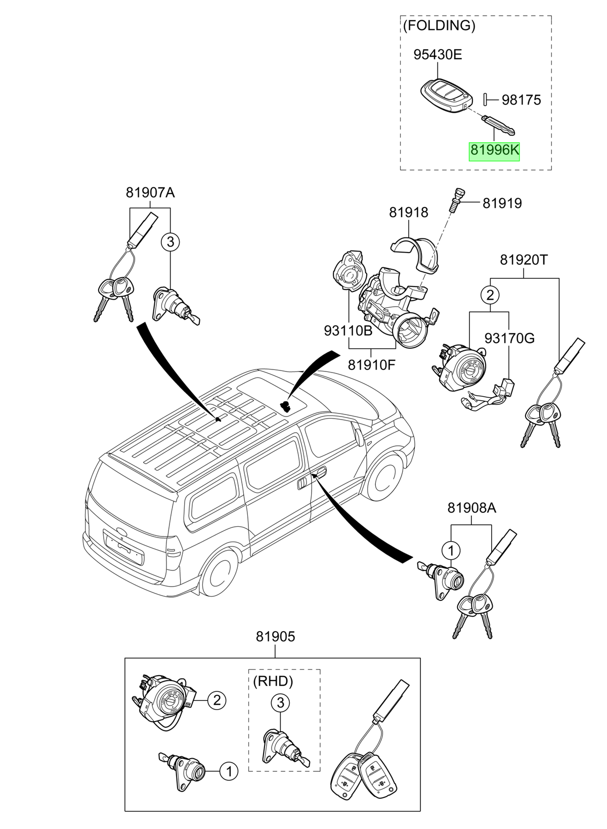 Llave Original Para Hyundai H1 2015-2023