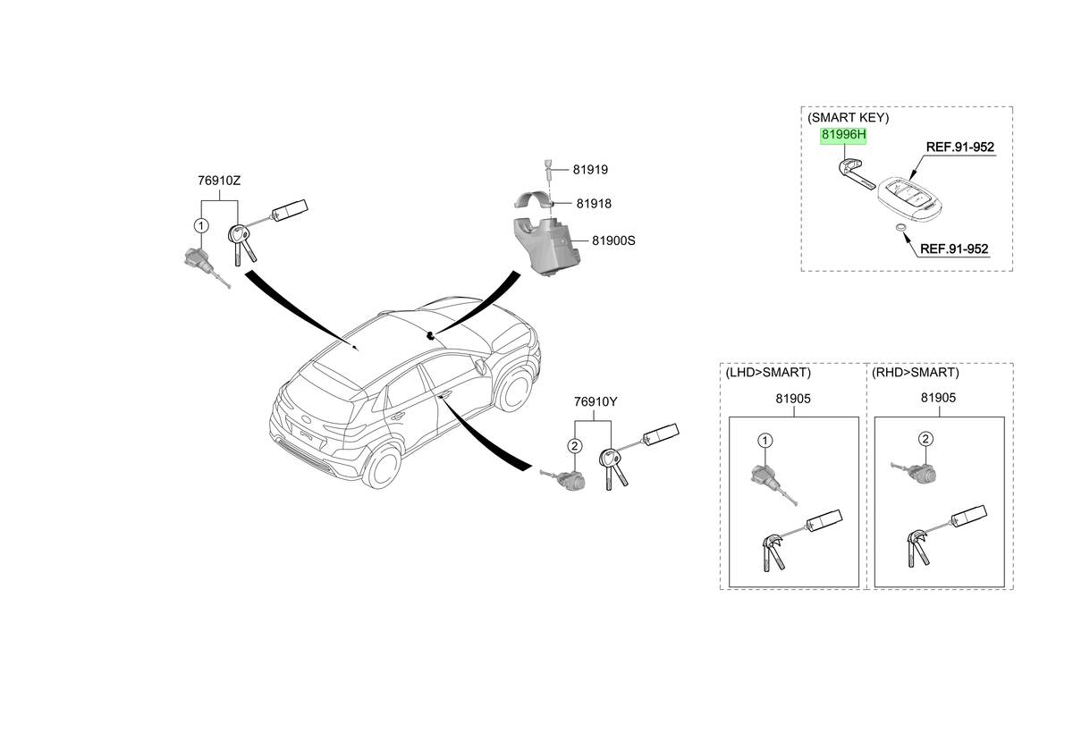 Llave Original Para Hyundai Kona 2018-2024