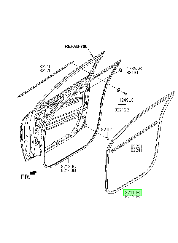 Goma Puerta Del Del. Lh Orig. Para Hyundai Tucson Desde 2015
